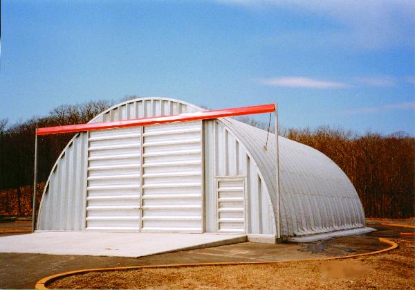 Arch building with sliding doors