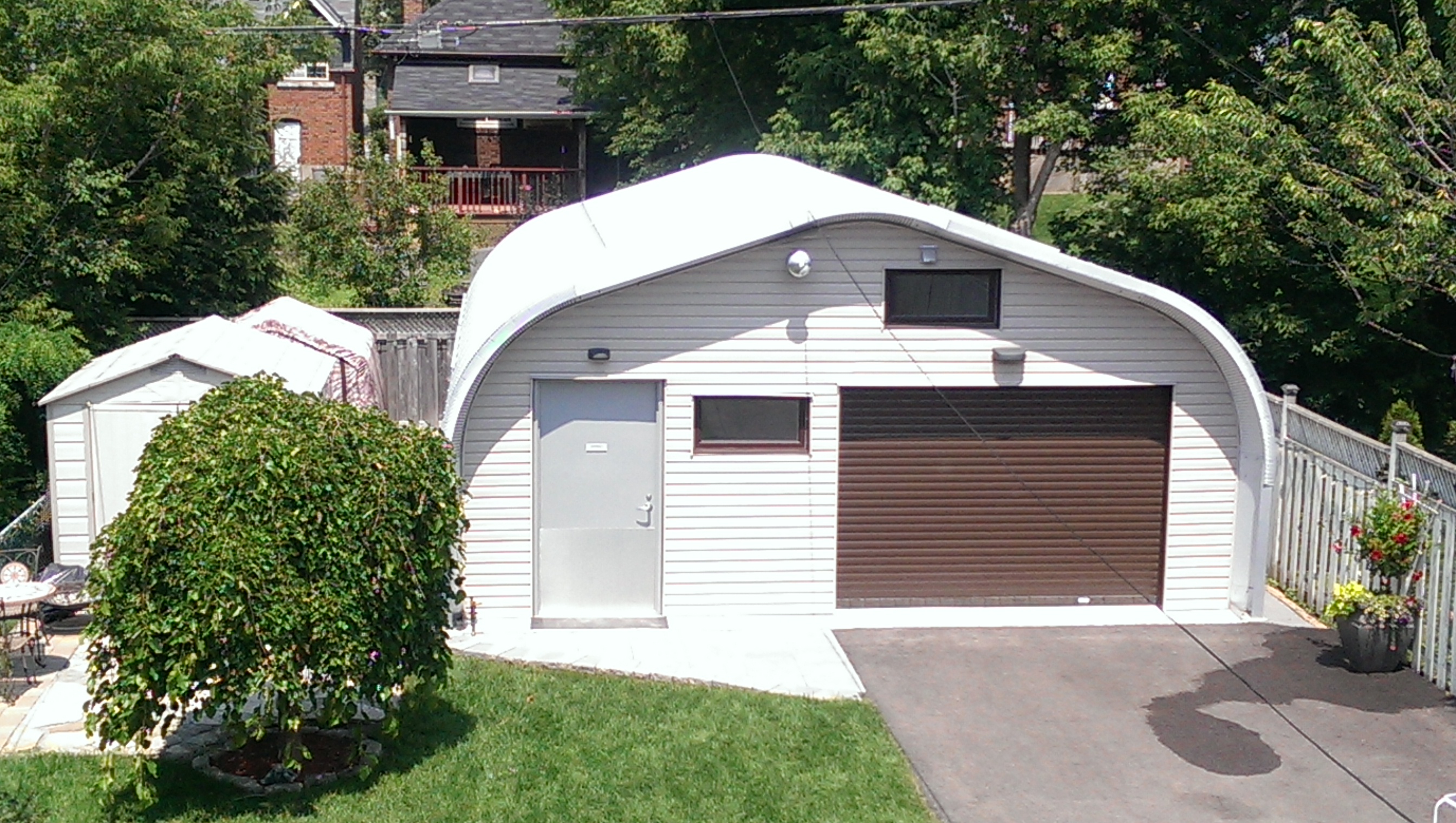 Econospan garage in the city overhead view