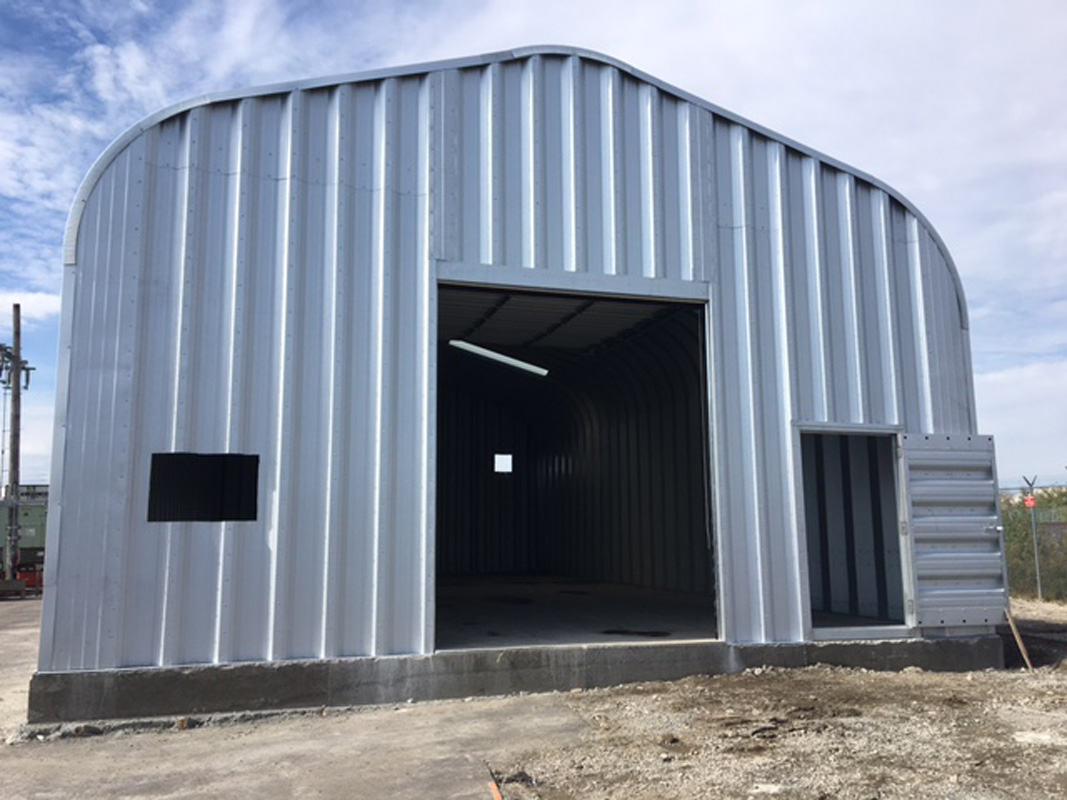 Tall Econospan equipment storage building