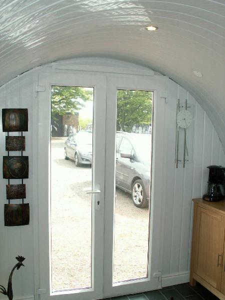 Mini office with custom front wall doors