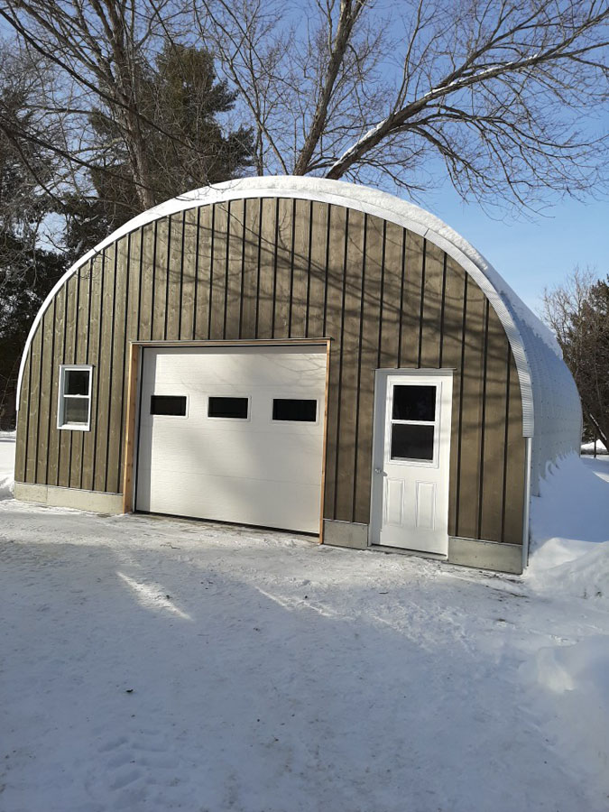 S-Series building with custom wood front wall