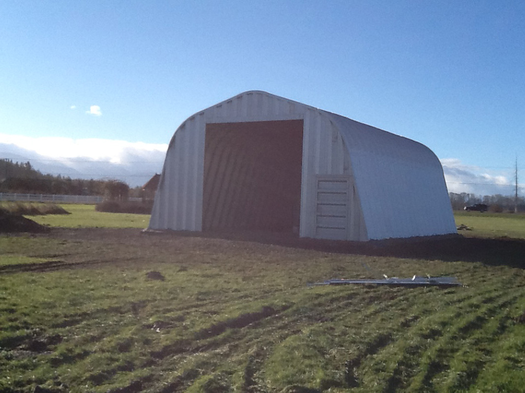 Alpine building in the field