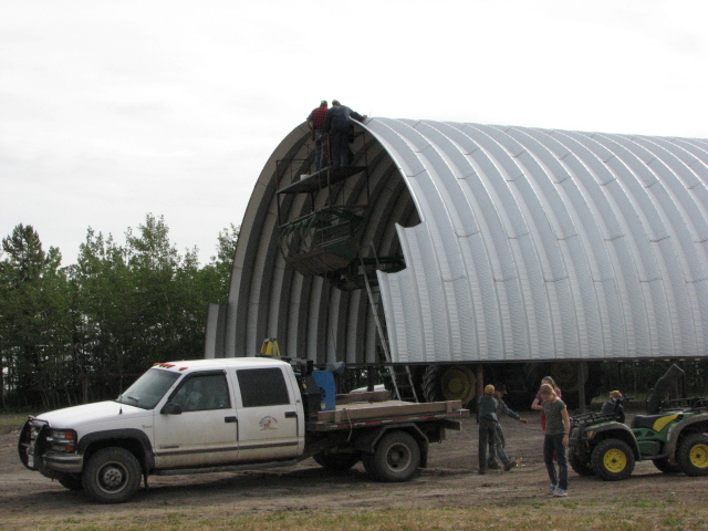 Elevated arch building construction in progress