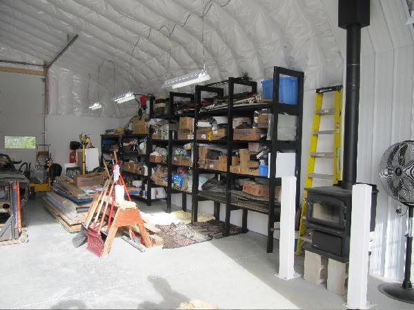 Econospan workshop interior with shelving