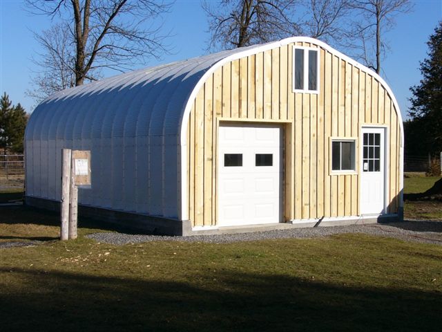 Econospan workshop exterior with wood front wall