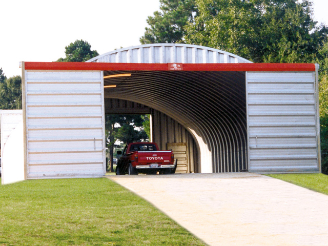 S-Series equipment storage with orange sliding doors